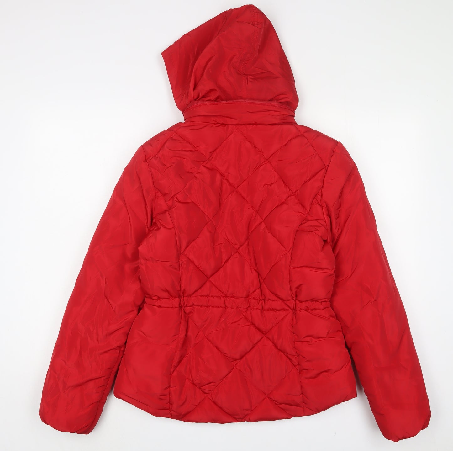 Marks and Spencer Womens Red Quilted Coat Size 10 Zip