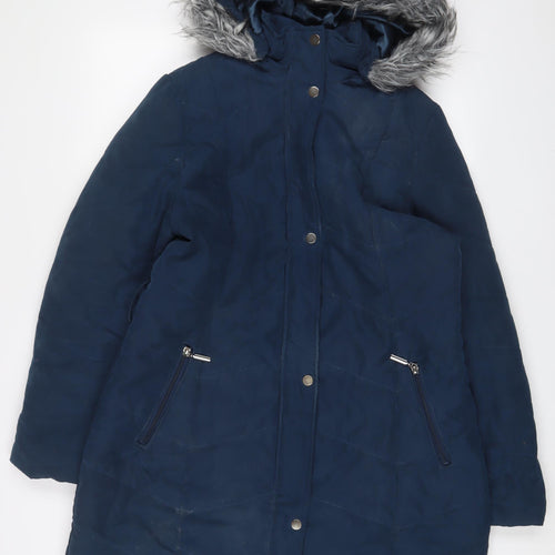 Roman Womens Blue Parka Coat Size 16 Zip