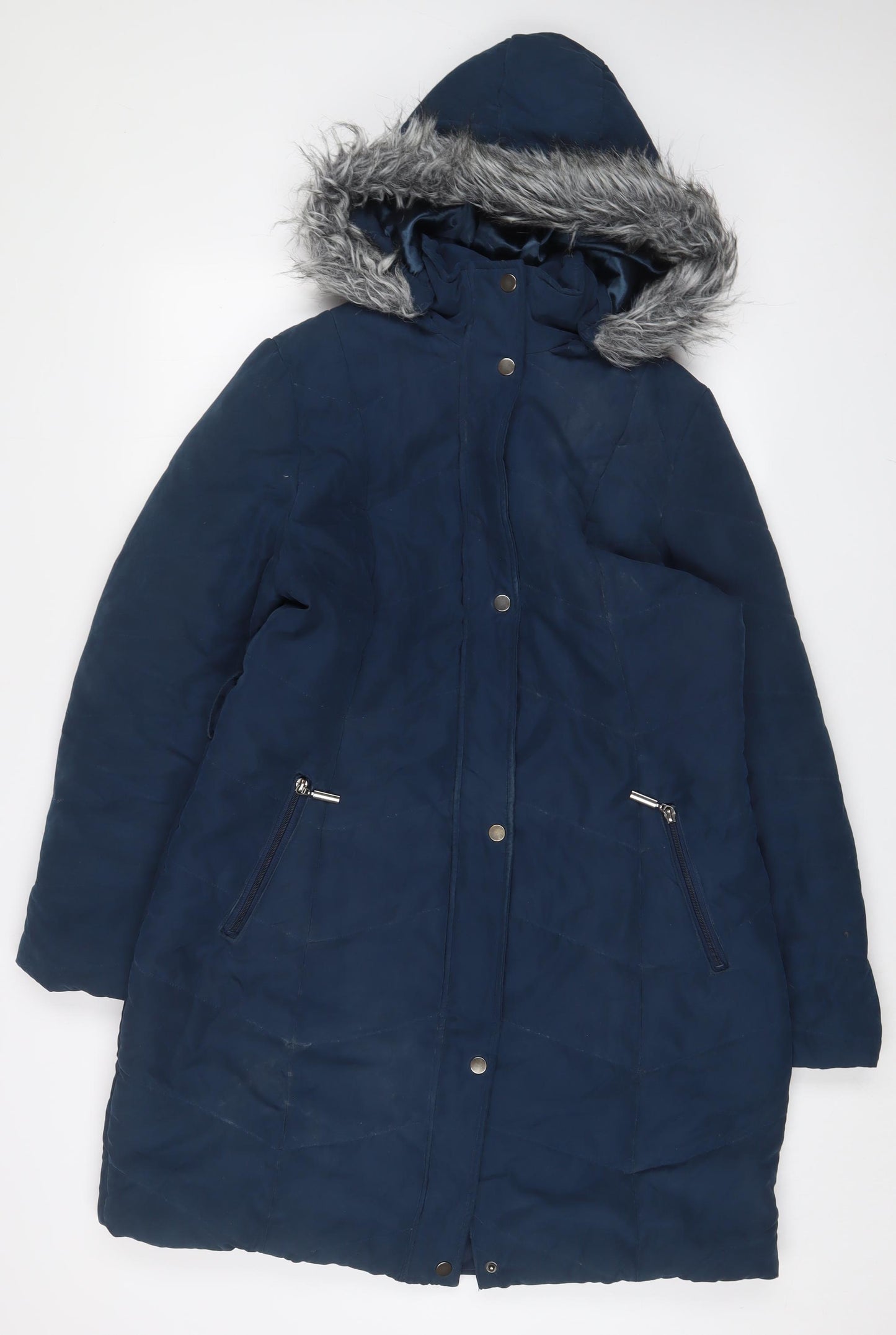 Roman Womens Blue Parka Coat Size 16 Zip