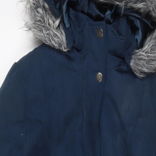 Roman Womens Blue Parka Coat Size 16 Zip