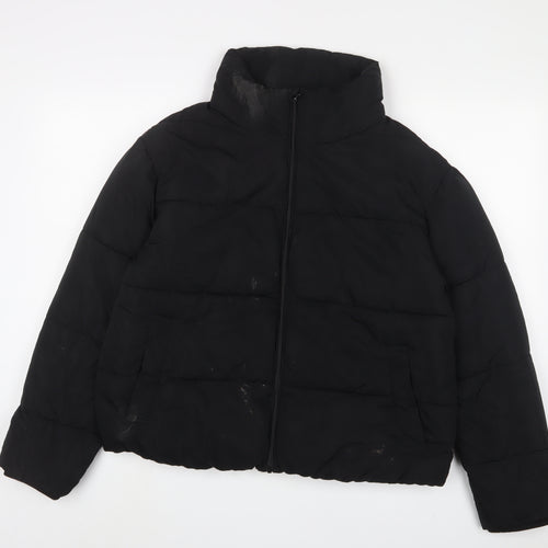 ESMARA Womens Black Quilted Coat Size 12 Zip