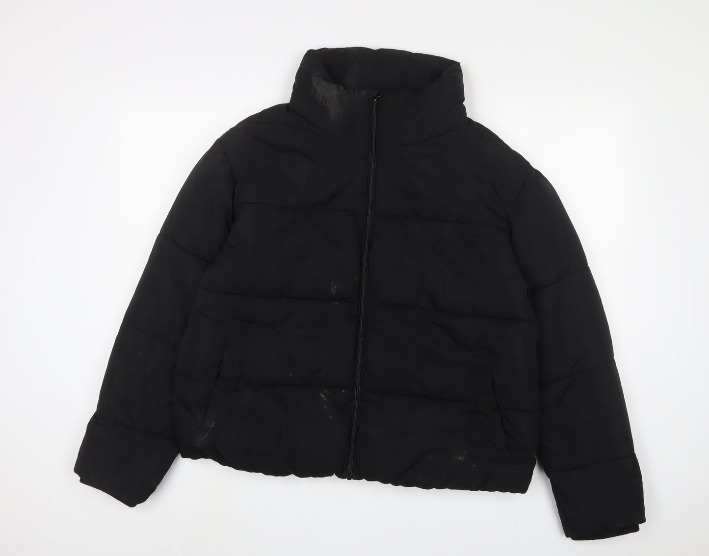 ESMARA Womens Black Quilted Coat Size 12 Zip