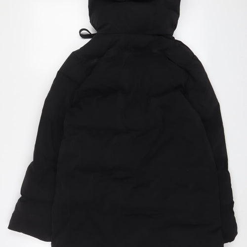 Zara Womens Black Quilted Coat Size S Zip