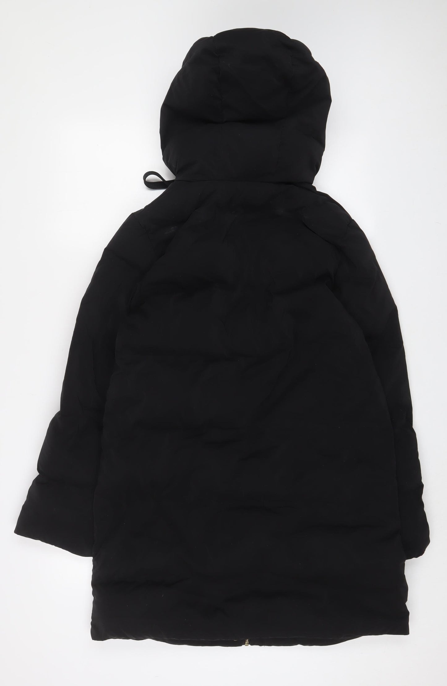 Zara Womens Black Quilted Coat Size S Zip