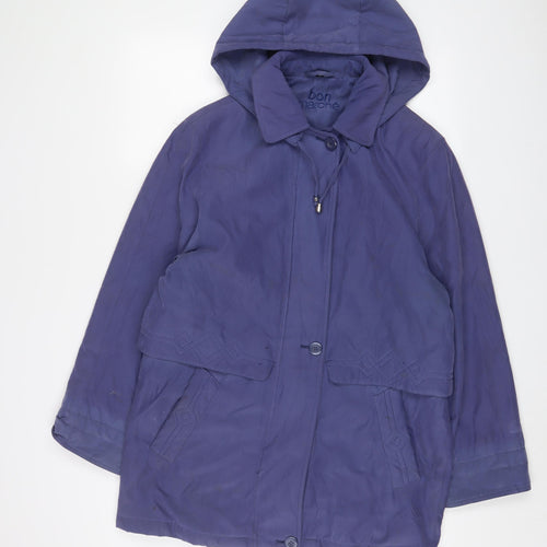 Bonmarché Womens Purple Quilted Coat Size S Zip