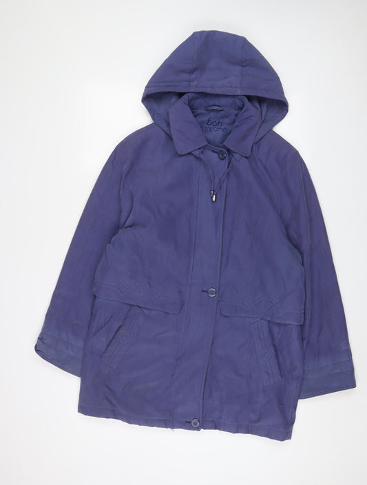 Bonmarché Womens Purple Quilted Coat Size S Zip