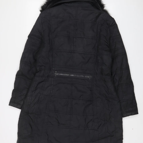 Klass Womens Black Quilted Jacket Size L Zip