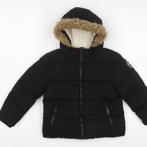 SoulCal&Co Boys Black Basic Coat Coat Size 3-4 Years Zip