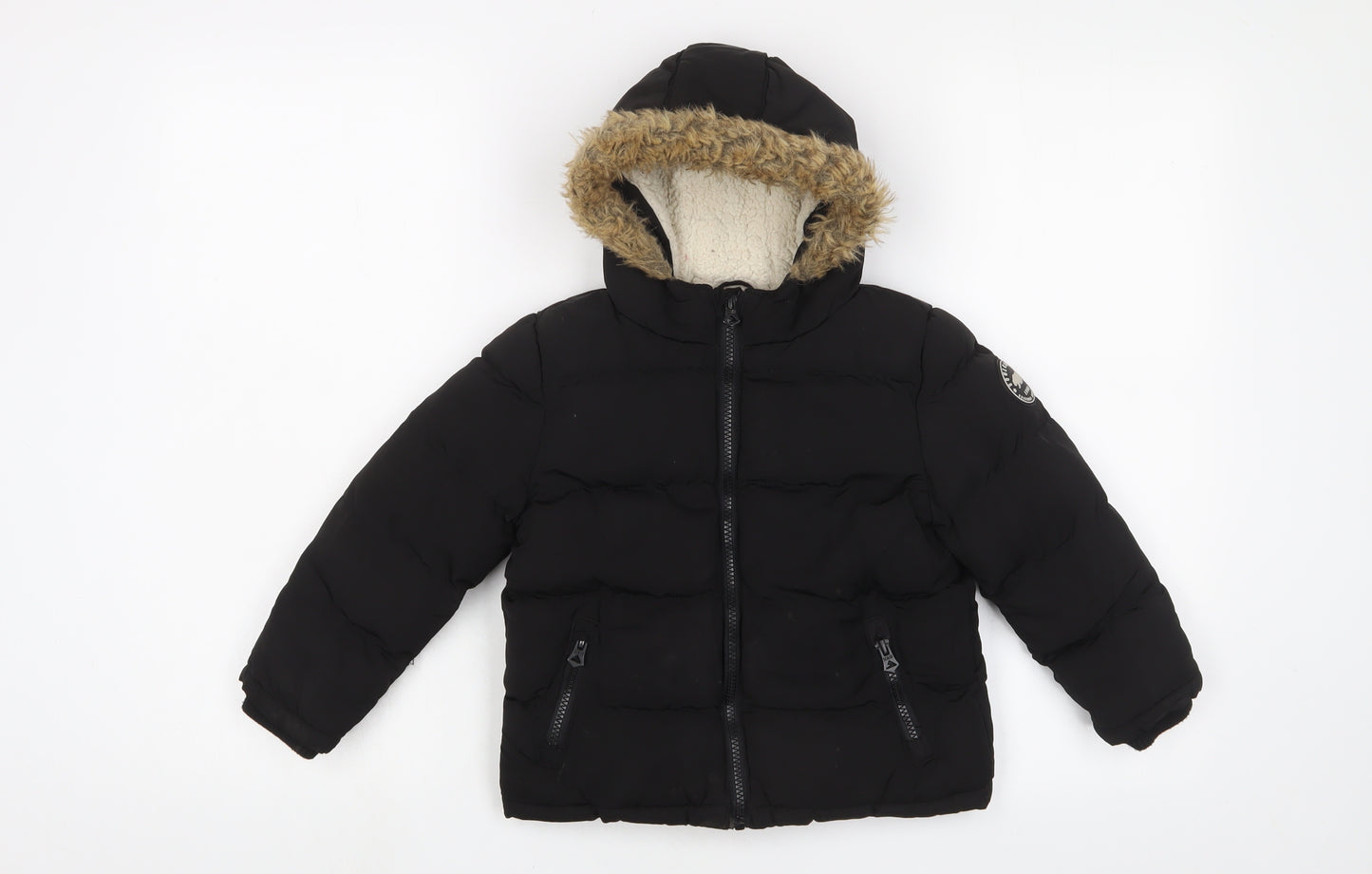 SoulCal&Co Boys Black Basic Coat Coat Size 3-4 Years Zip