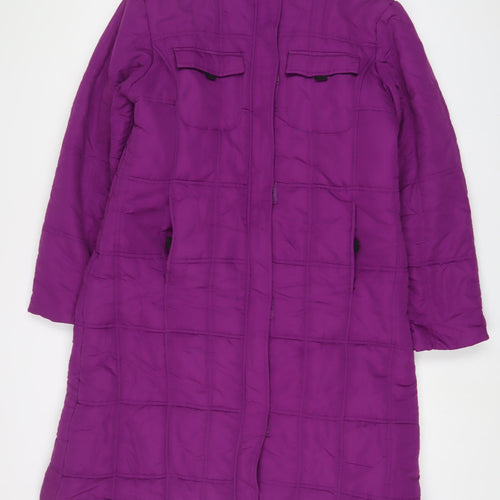 Cotton Traders Womens Purple Quilted Coat Size 14 Zip