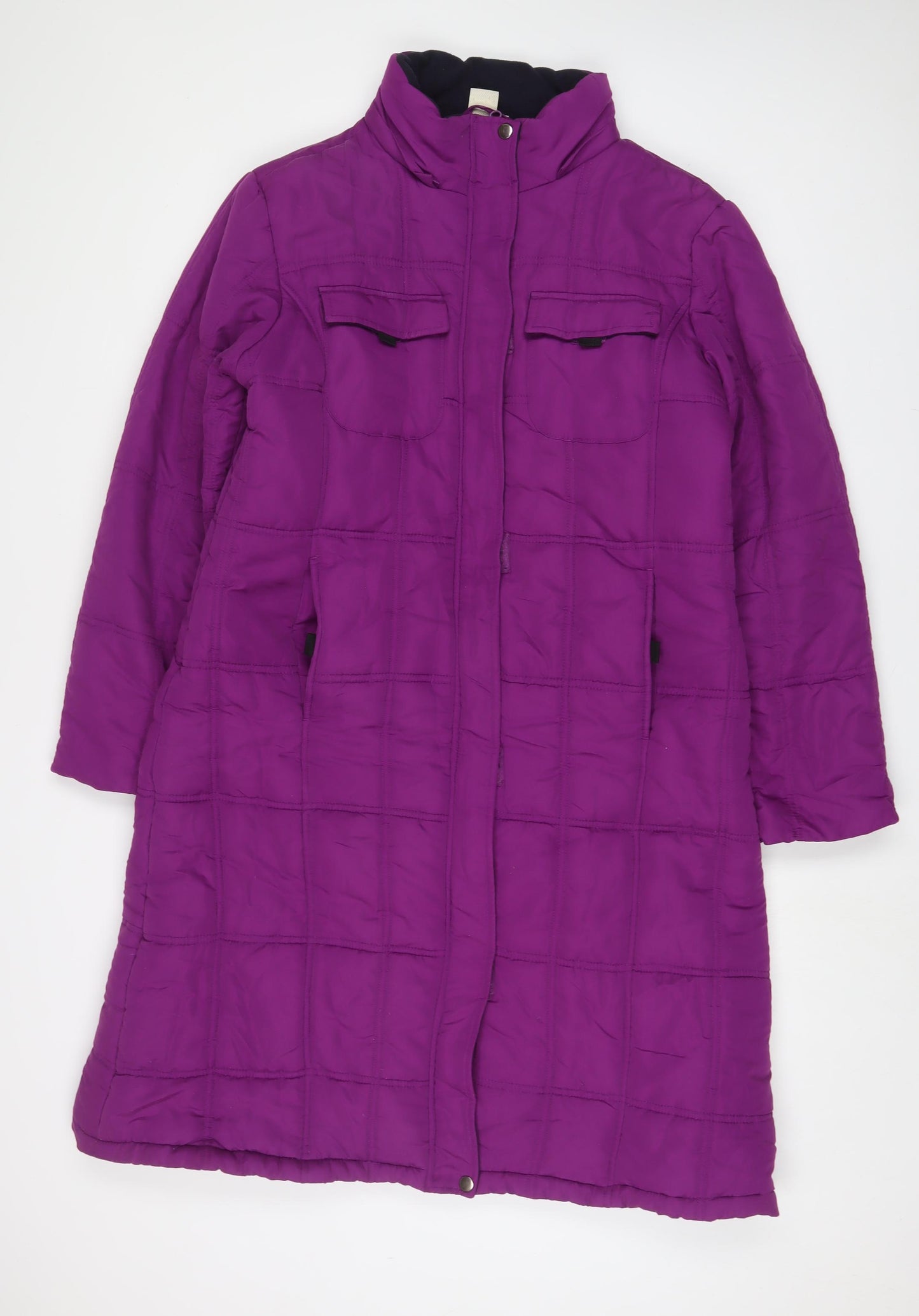 Cotton Traders Womens Purple Quilted Coat Size 14 Zip