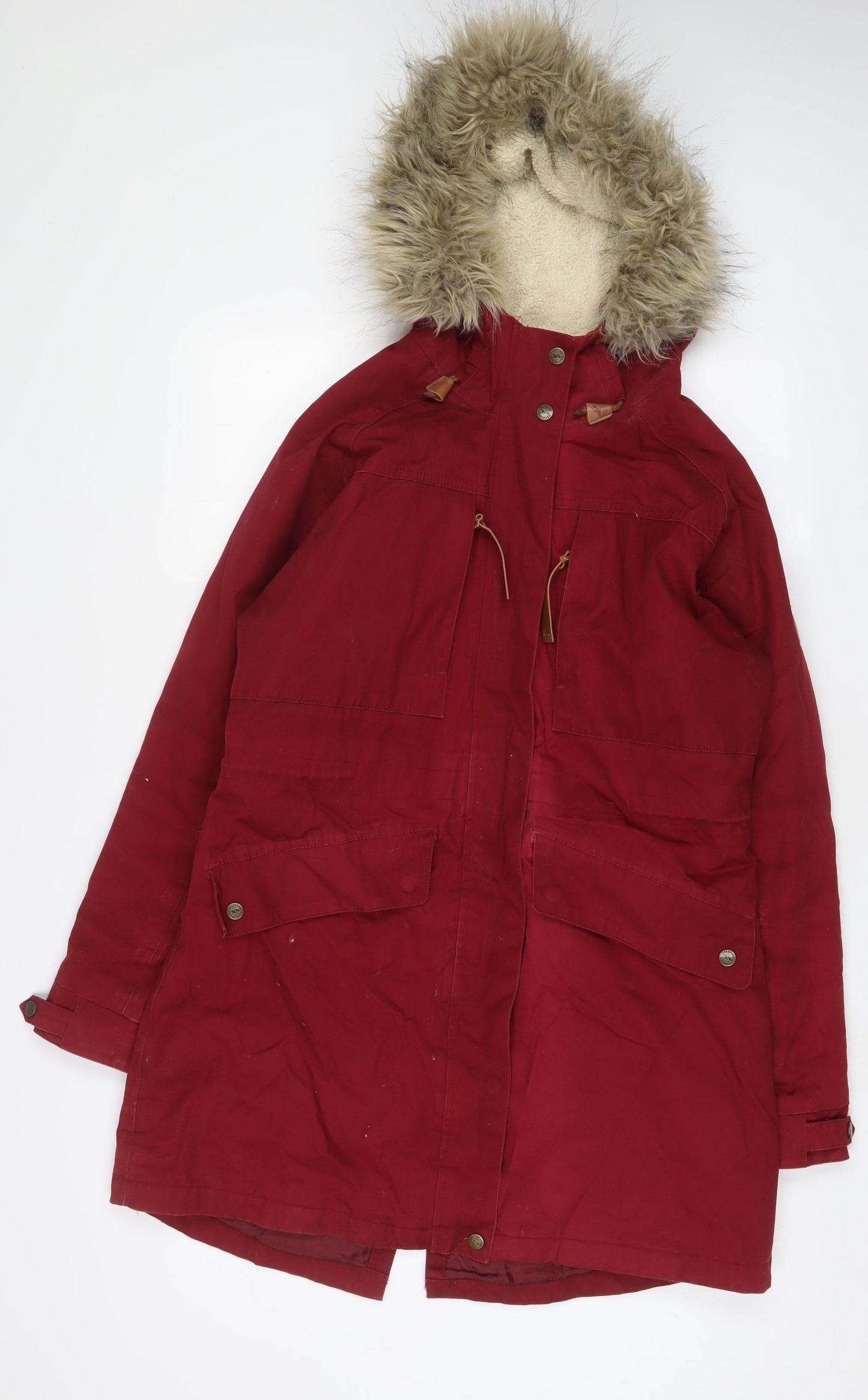 Trespass Womens Red Parka Coat Size 14 Zip