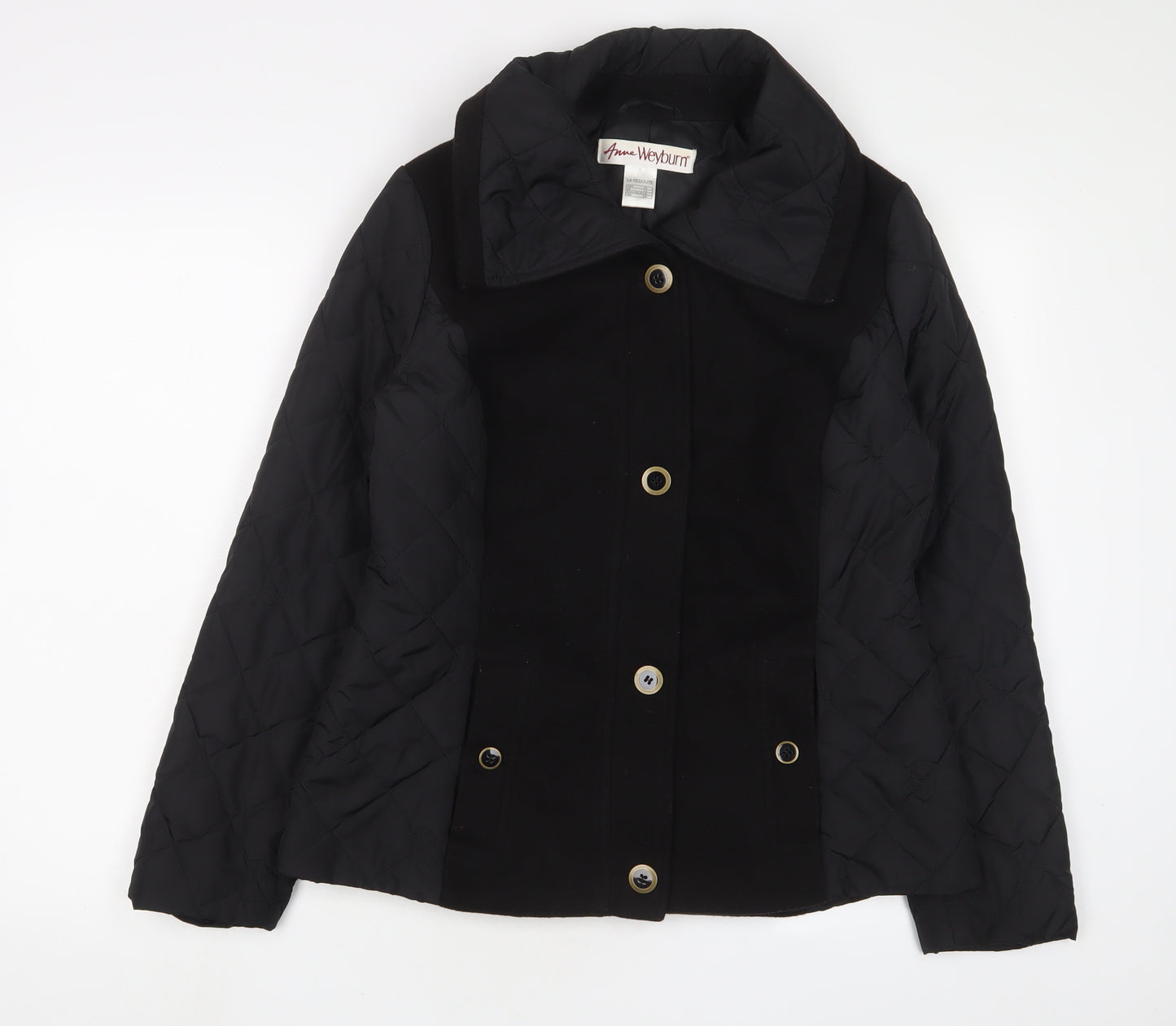 ANNE WEYBURN Womens Black Jacket Size 14 Zip