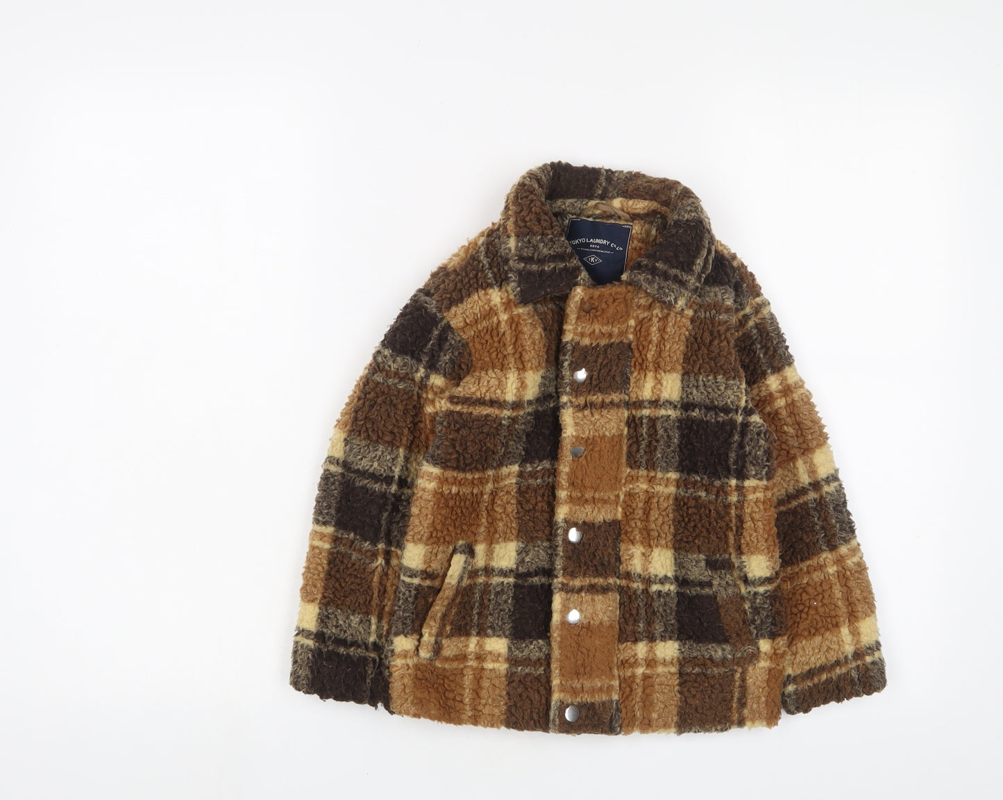 Tokyo Laundry Boys Brown Plaid Jacket Size 3-4 Years Button