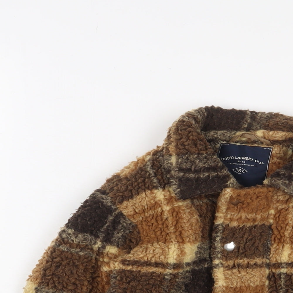 Tokyo Laundry Boys Brown Plaid Jacket Size 3-4 Years Button