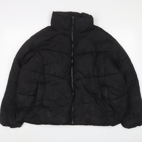 New Look Womens Black Quilted Coat Size 18 Zip