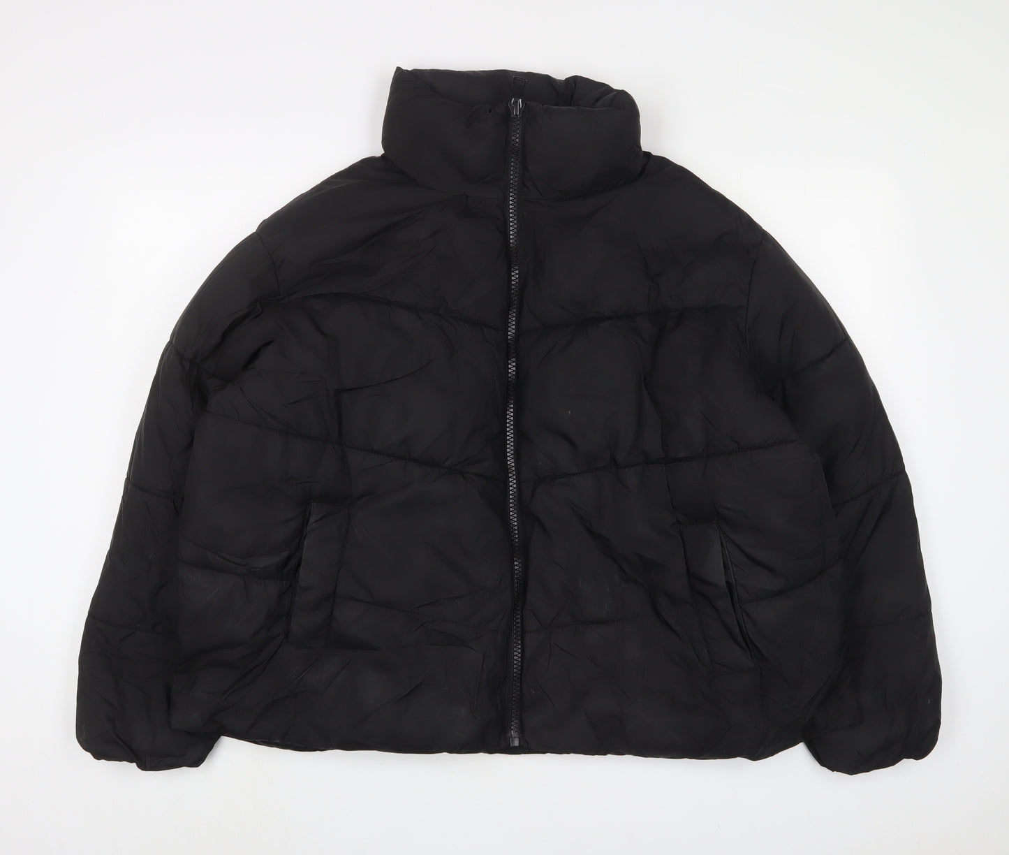 New Look Womens Black Quilted Coat Size 18 Zip