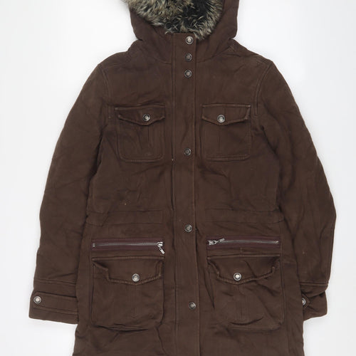 Maine Womens Brown Parka Coat Size 12 Zip