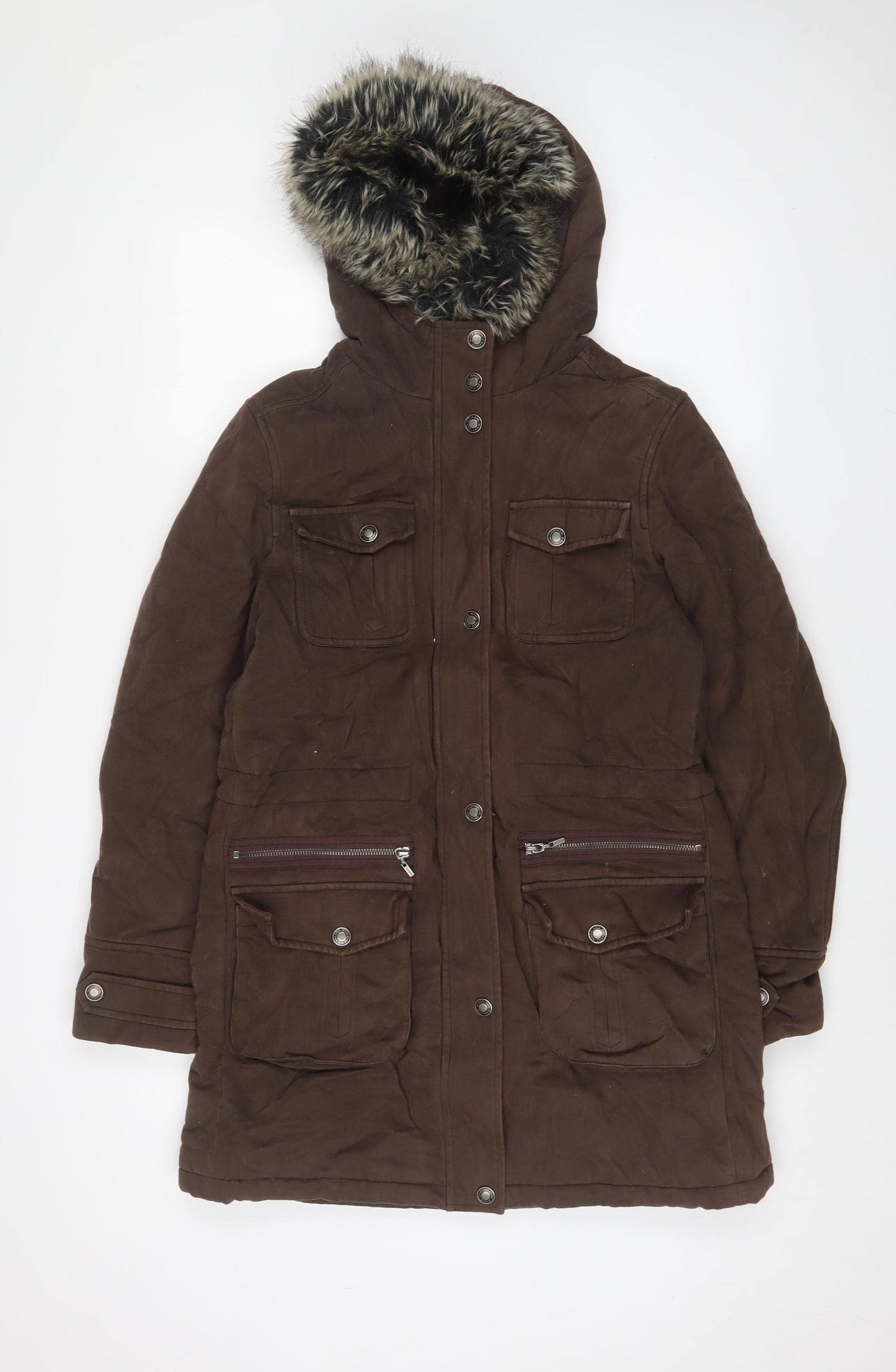 Maine Womens Brown Parka Coat Size 12 Zip