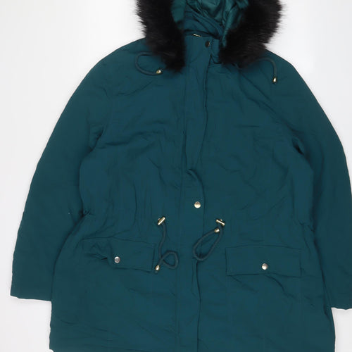 Anthology Womens Green Parka Coat Size 20 Zip