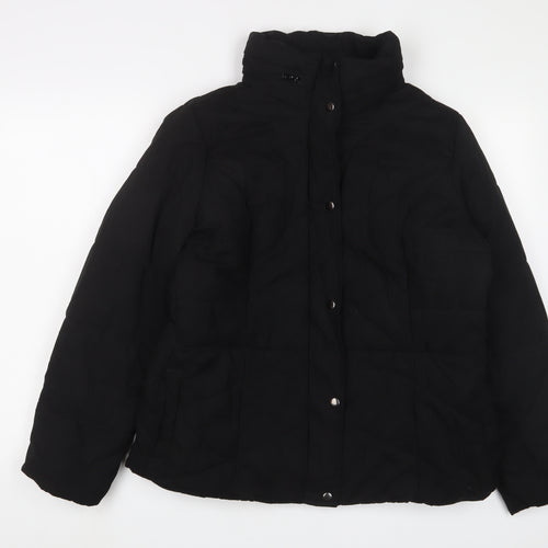 Marks and Spencer Womens Black Quilted Coat Size L Zip