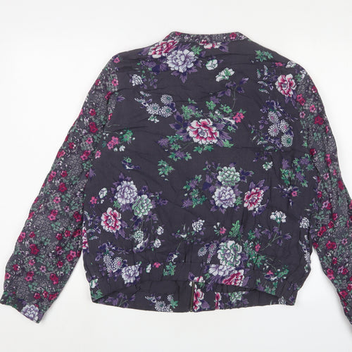 Indigo Womens Grey Floral Jacket Size 16 Zip