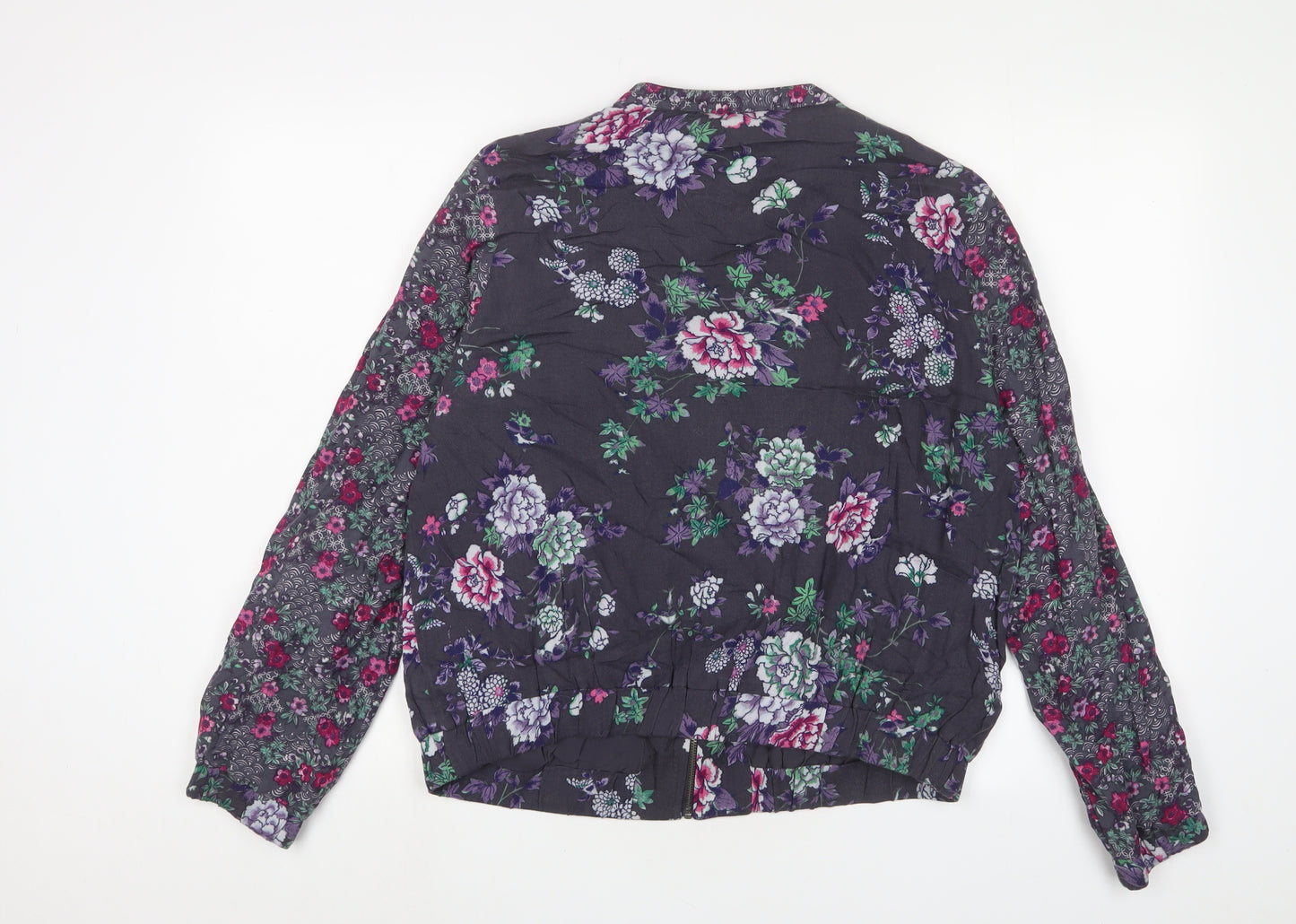 Indigo Womens Grey Floral Jacket Size 16 Zip