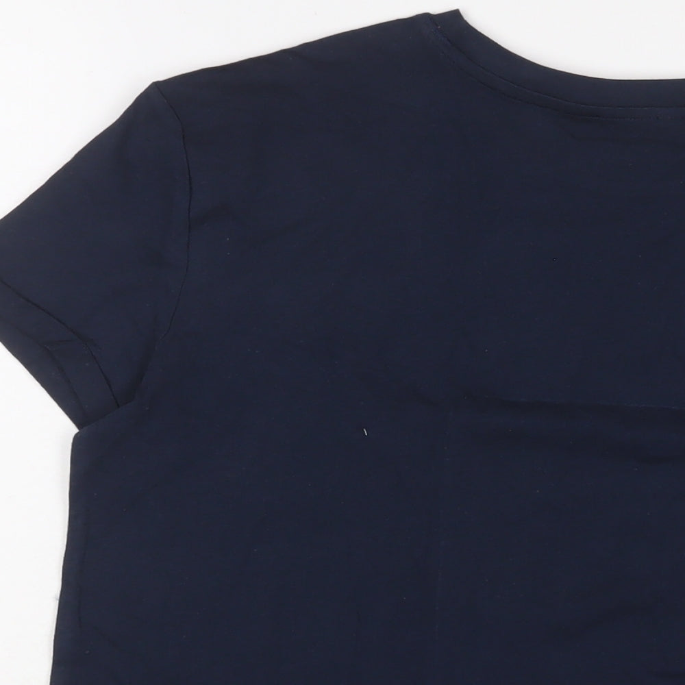 Marks and Spencer Womens Blue Solid Cotton Top Pyjama Top Size M - Rise and shine