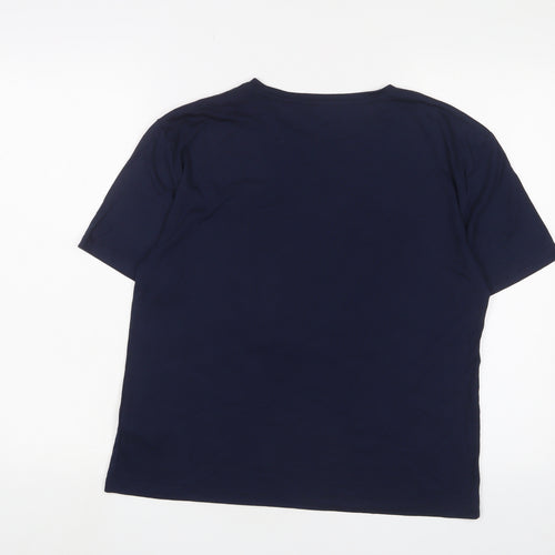 Marks and Spencer Womens Blue Viscose Basic T-Shirt Size 10 Crew Neck - La Vie En Couleurs