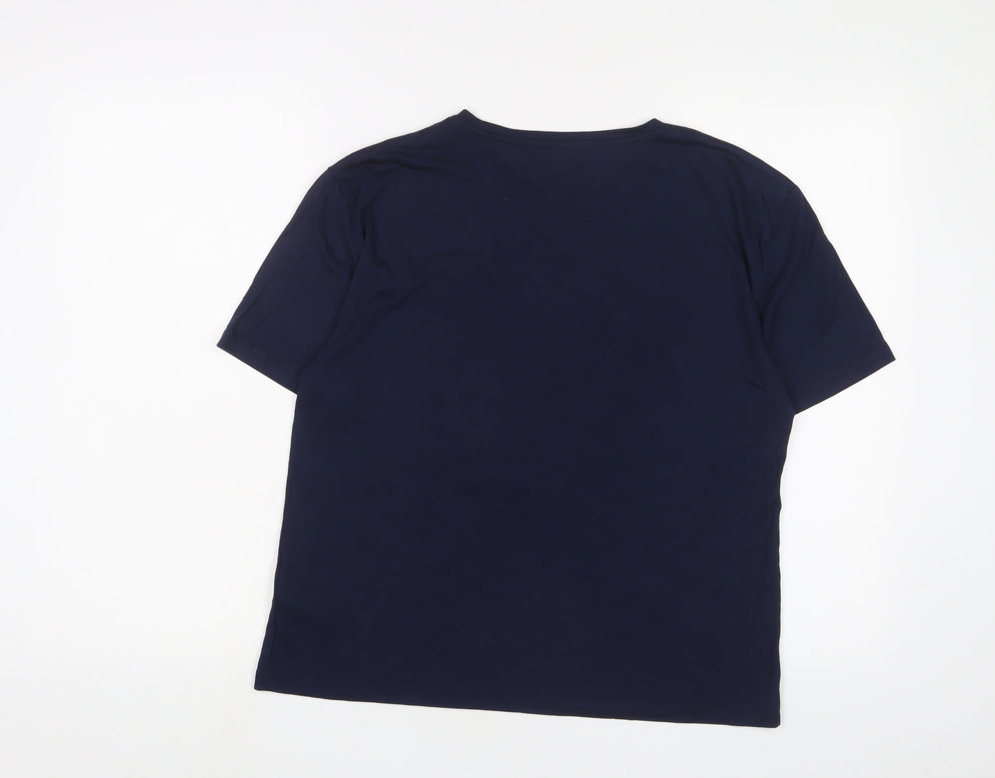 Marks and Spencer Womens Blue Viscose Basic T-Shirt Size 10 Crew Neck - La Vie En Couleurs