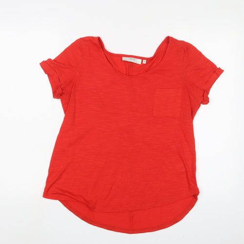 NEXT Womens Red Viscose Basic T-Shirt Size 14 V-Neck