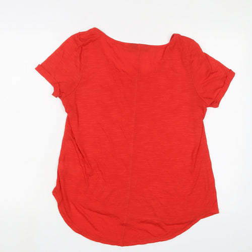 NEXT Womens Red Viscose Basic T-Shirt Size 14 V-Neck