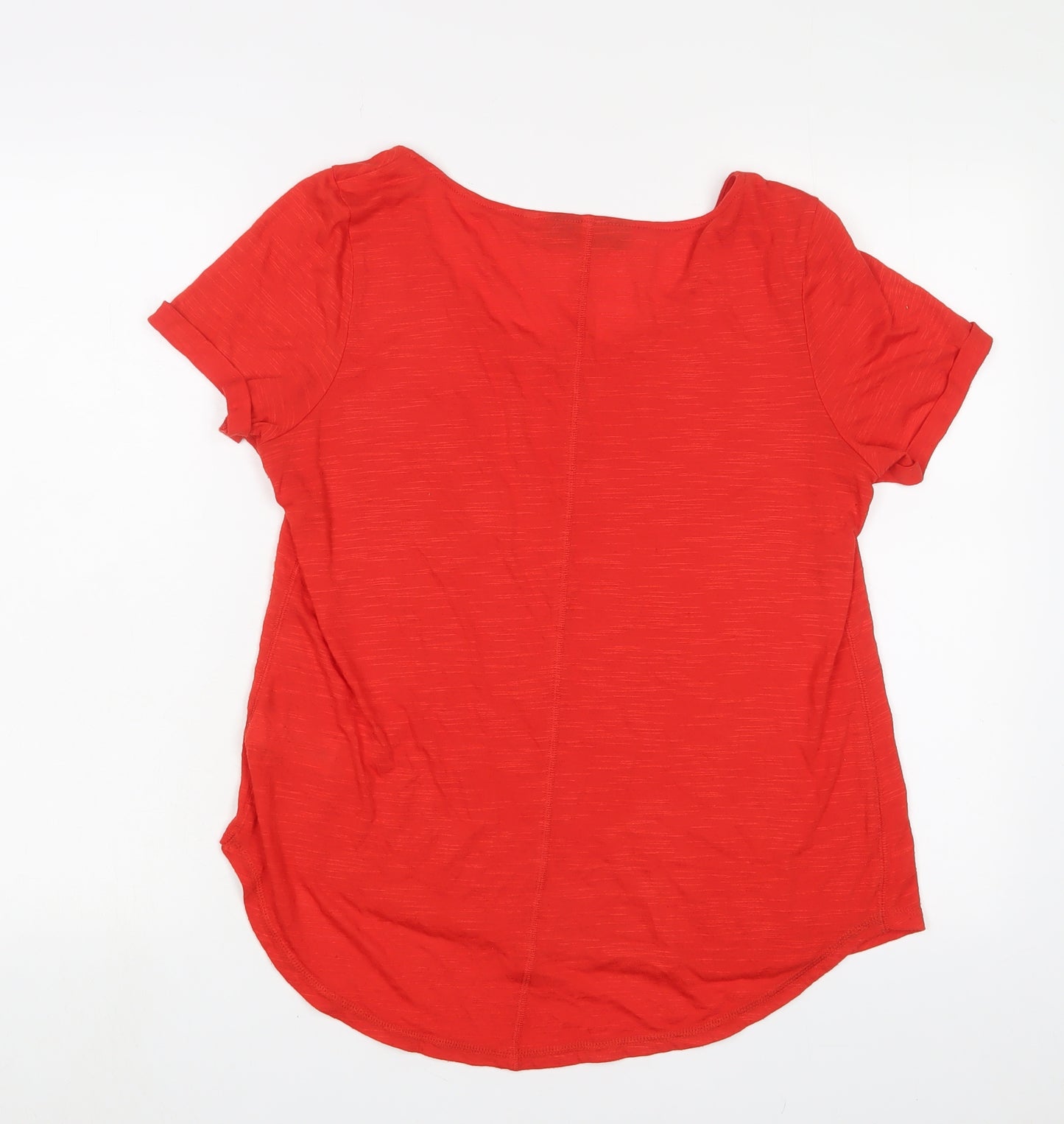 NEXT Womens Red Viscose Basic T-Shirt Size 14 V-Neck