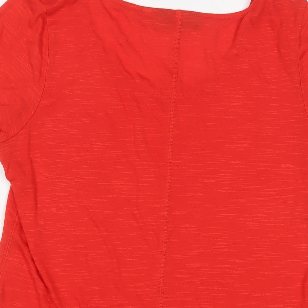 NEXT Womens Red Viscose Basic T-Shirt Size 14 V-Neck