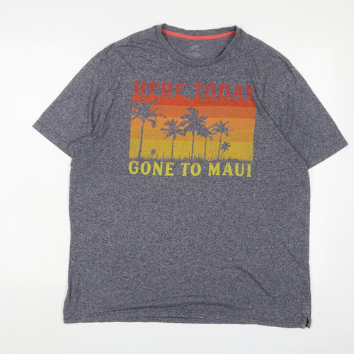 Marks and Spencer Mens Grey Cotton T-Shirt Size L Crew Neck - Gone to maui