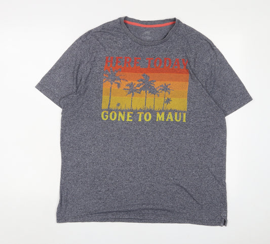 Marks and Spencer Mens Grey Cotton T-Shirt Size L Crew Neck - Gone to maui