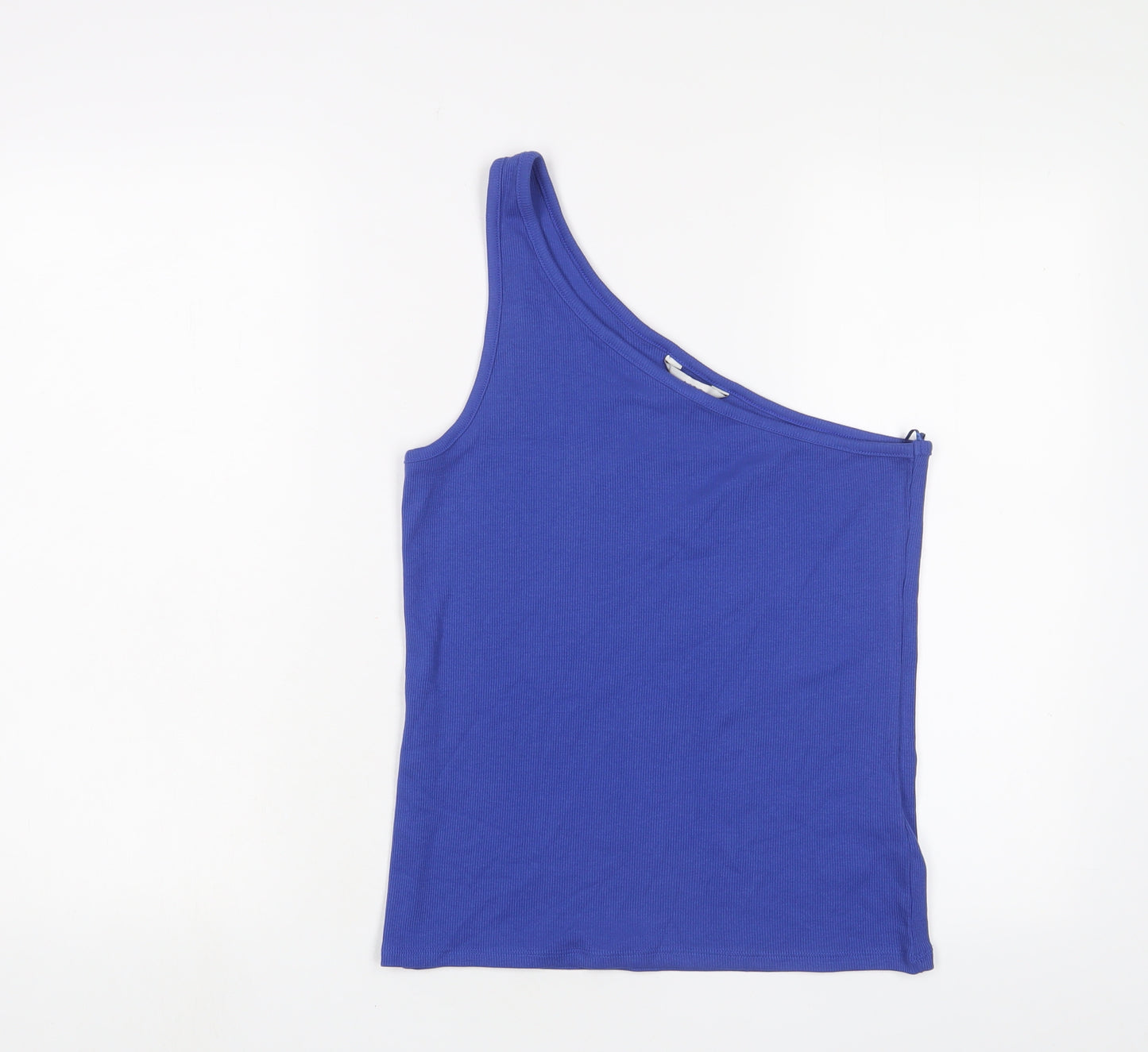 Marks and Spencer Womens Blue Cotton Basic Tank Size 14 One Shoulder