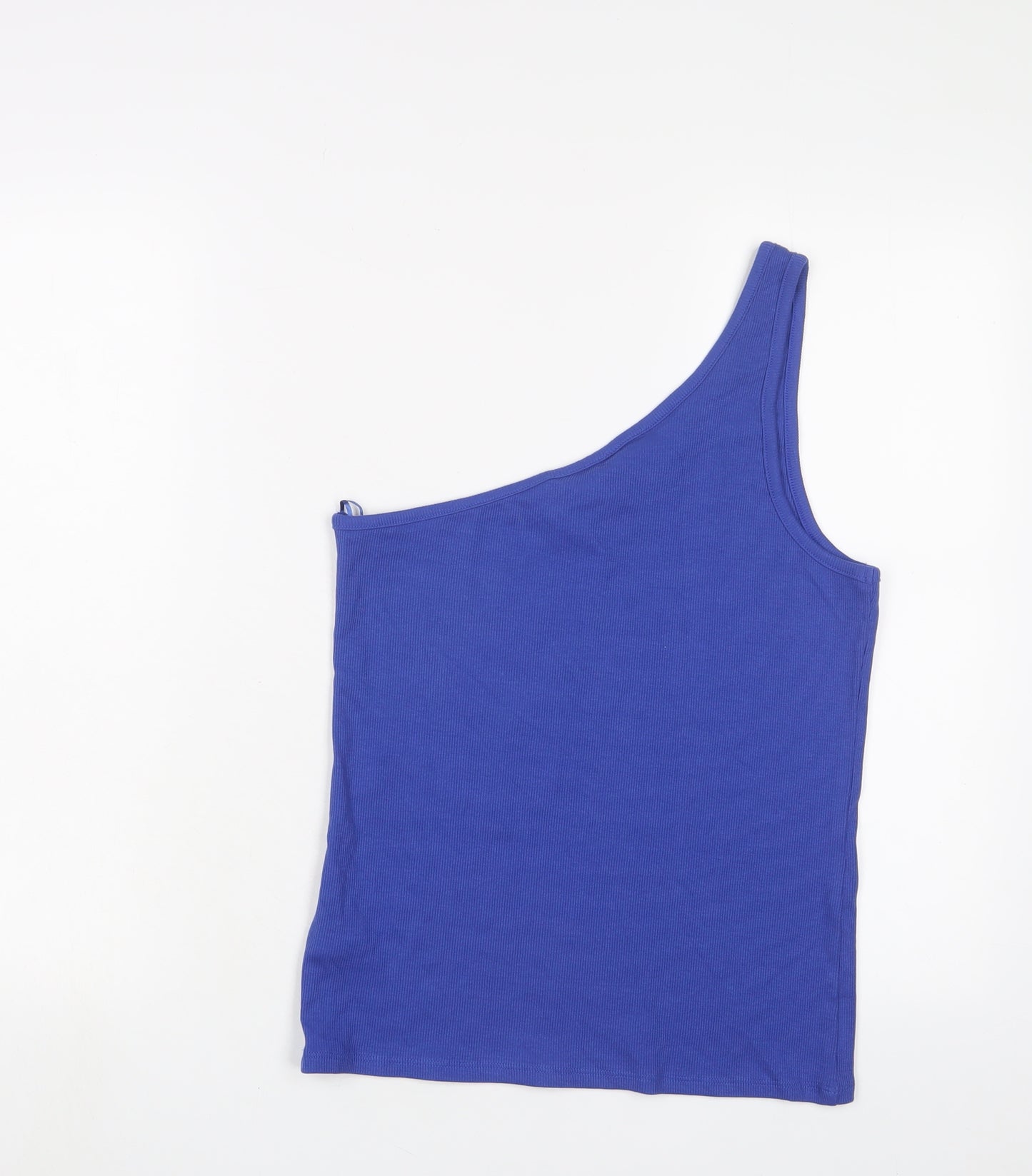 Marks and Spencer Womens Blue Cotton Basic Tank Size 14 One Shoulder