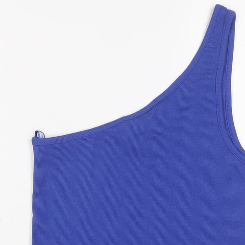 Marks and Spencer Womens Blue Cotton Basic Tank Size 14 One Shoulder