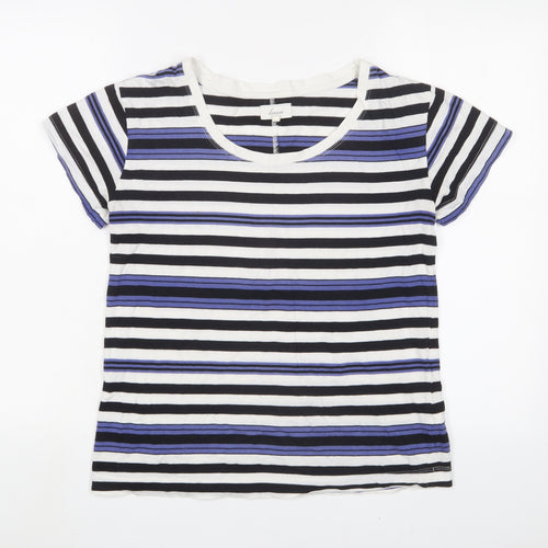 Linea Womens Multicoloured Striped Cotton Basic T-Shirt Size S Scoop Neck