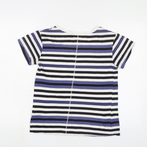 Linea Womens Multicoloured Striped Cotton Basic T-Shirt Size S Scoop Neck