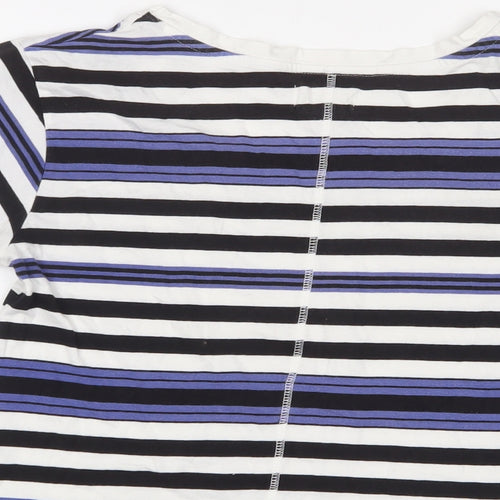 Linea Womens Multicoloured Striped Cotton Basic T-Shirt Size S Scoop Neck