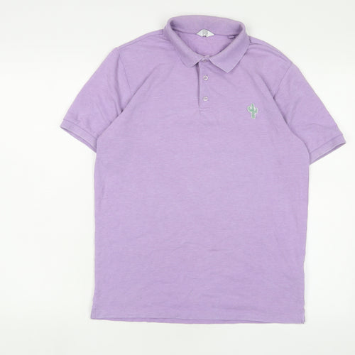 NEXT Mens Purple Cotton Polo Size S Collared Button