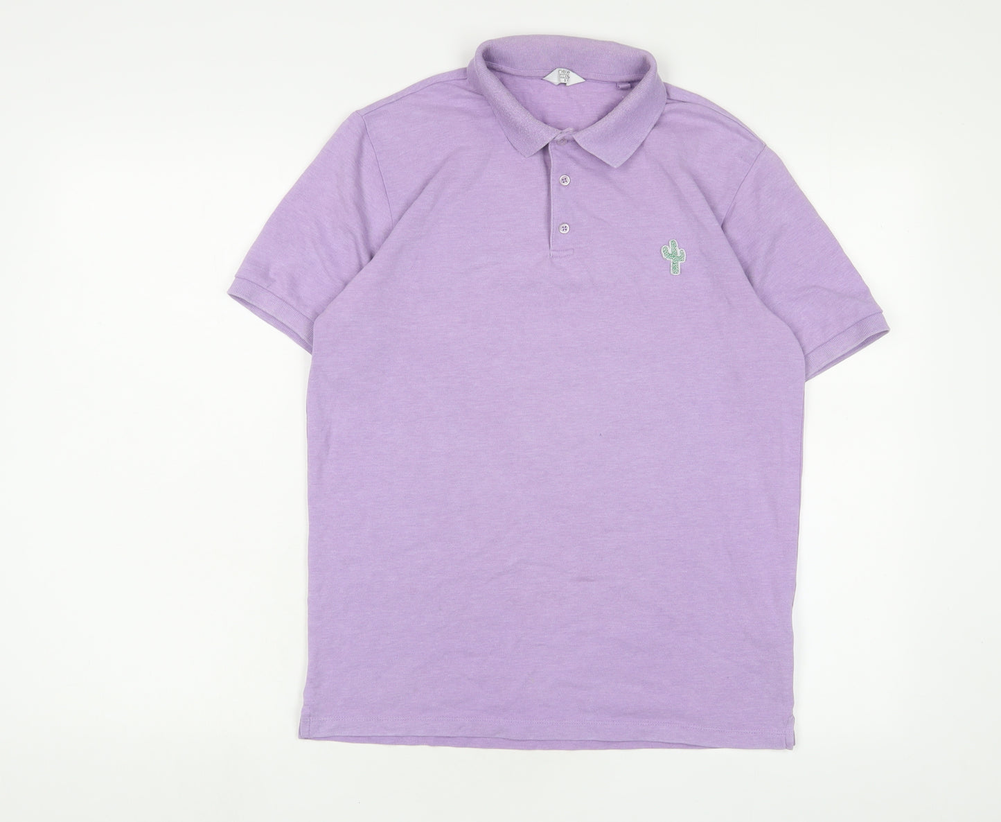 NEXT Mens Purple Cotton Polo Size S Collared Button