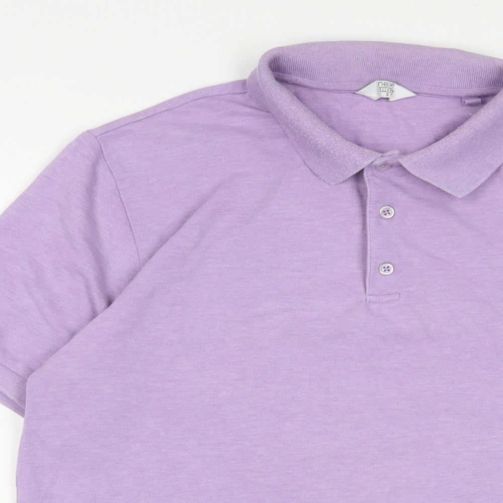 NEXT Mens Purple Cotton Polo Size S Collared Button