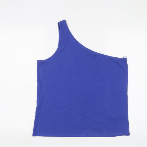 Marks and Spencer Womens Blue Cotton Basic Tank Size 22 One Shoulder