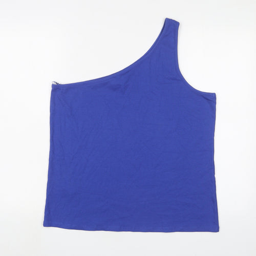 Marks and Spencer Womens Blue Cotton Basic Tank Size 22 One Shoulder