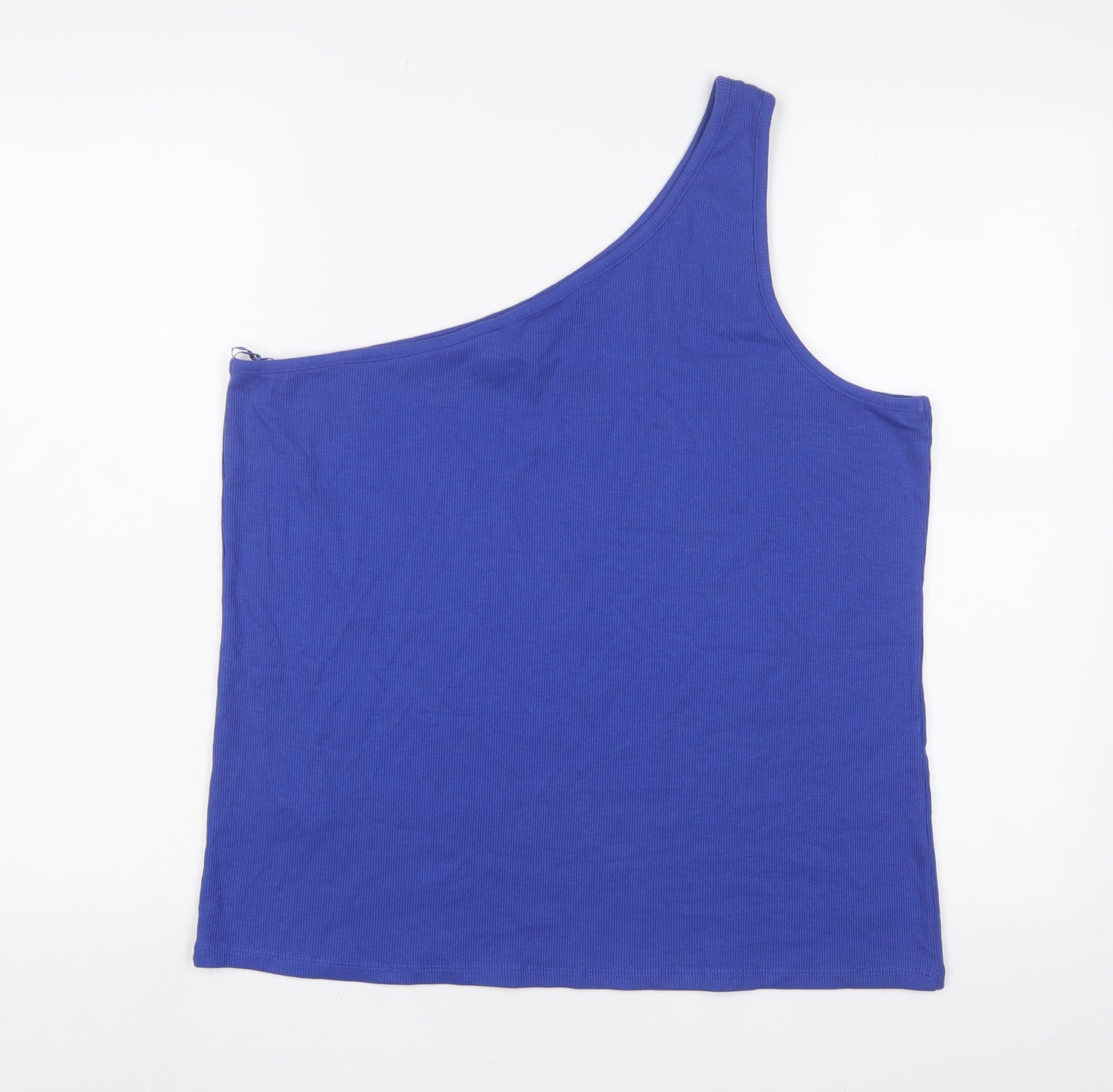 Marks and Spencer Womens Blue Cotton Basic Tank Size 22 One Shoulder