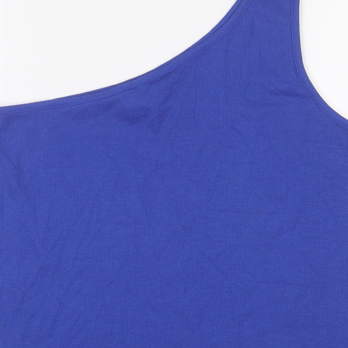 Marks and Spencer Womens Blue Cotton Basic Tank Size 22 One Shoulder