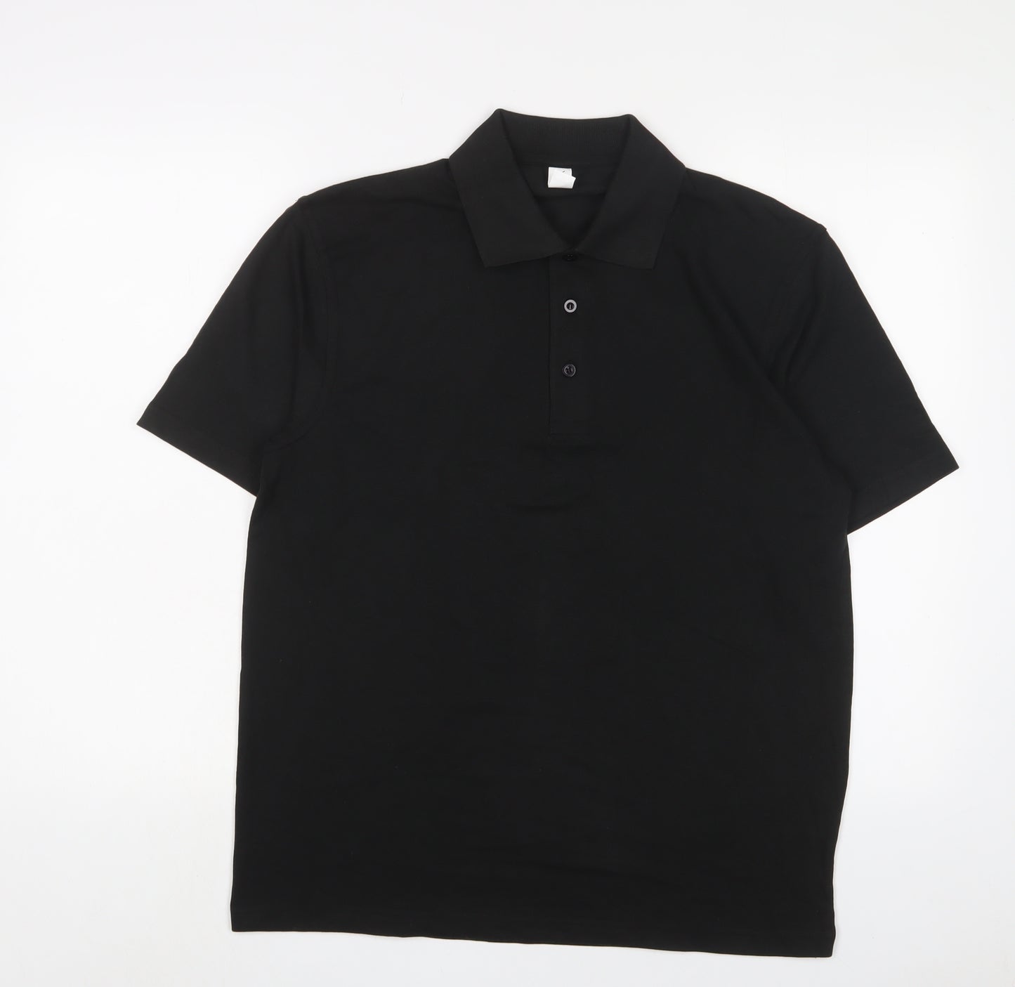 Uneek Mens Black Cotton Polo Size M Collared Button